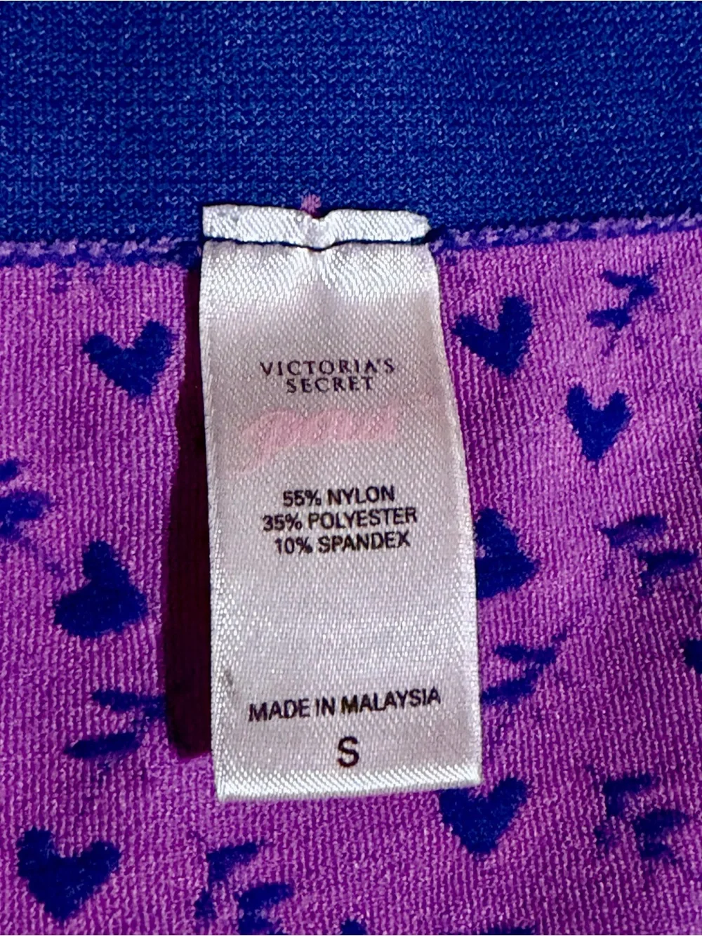 NWOT Victoria’s Secret Pout Navy Blue Boyshorts with Pink Heart Pattern